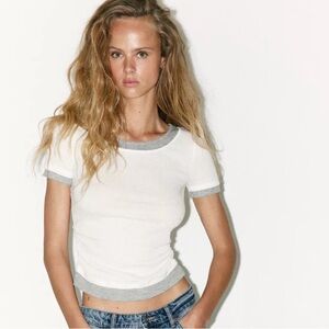 DOUBLE RIB RUCHED T-SHIRT